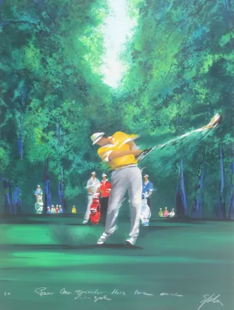 Lithographie Spahn - Golfeur jaune II