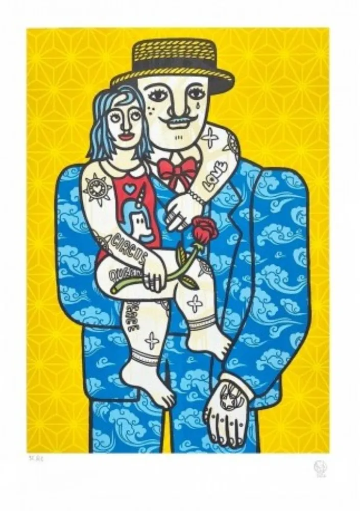 Lithographie Speedy Graphito - L'homme et l'enfant