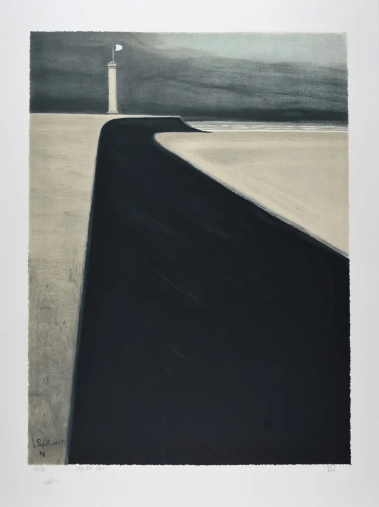 Lithographie Spilliaert - Le Phare sur la Digue, 1908 | Promenade and Lighthouse, 1908