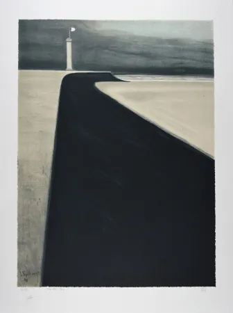 Lithographie Spilliaert - Le Phare sur la Digue, 1908 | Promenade and Lighthouse, 1908