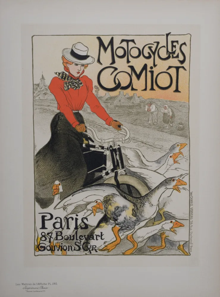 Lithographie Steinlen - Motorcycles Comiot, Les Maitres de L’Affiche, 1899