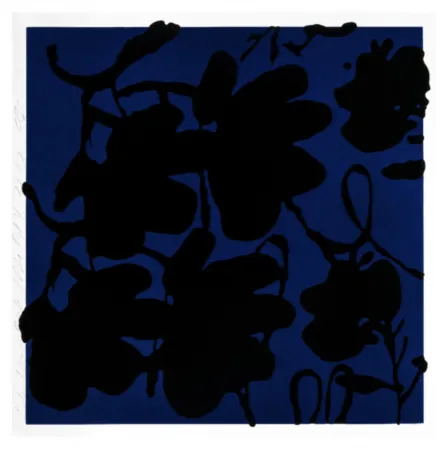 Sérigraphie Sultan - Lantern flowers (Black & blue)