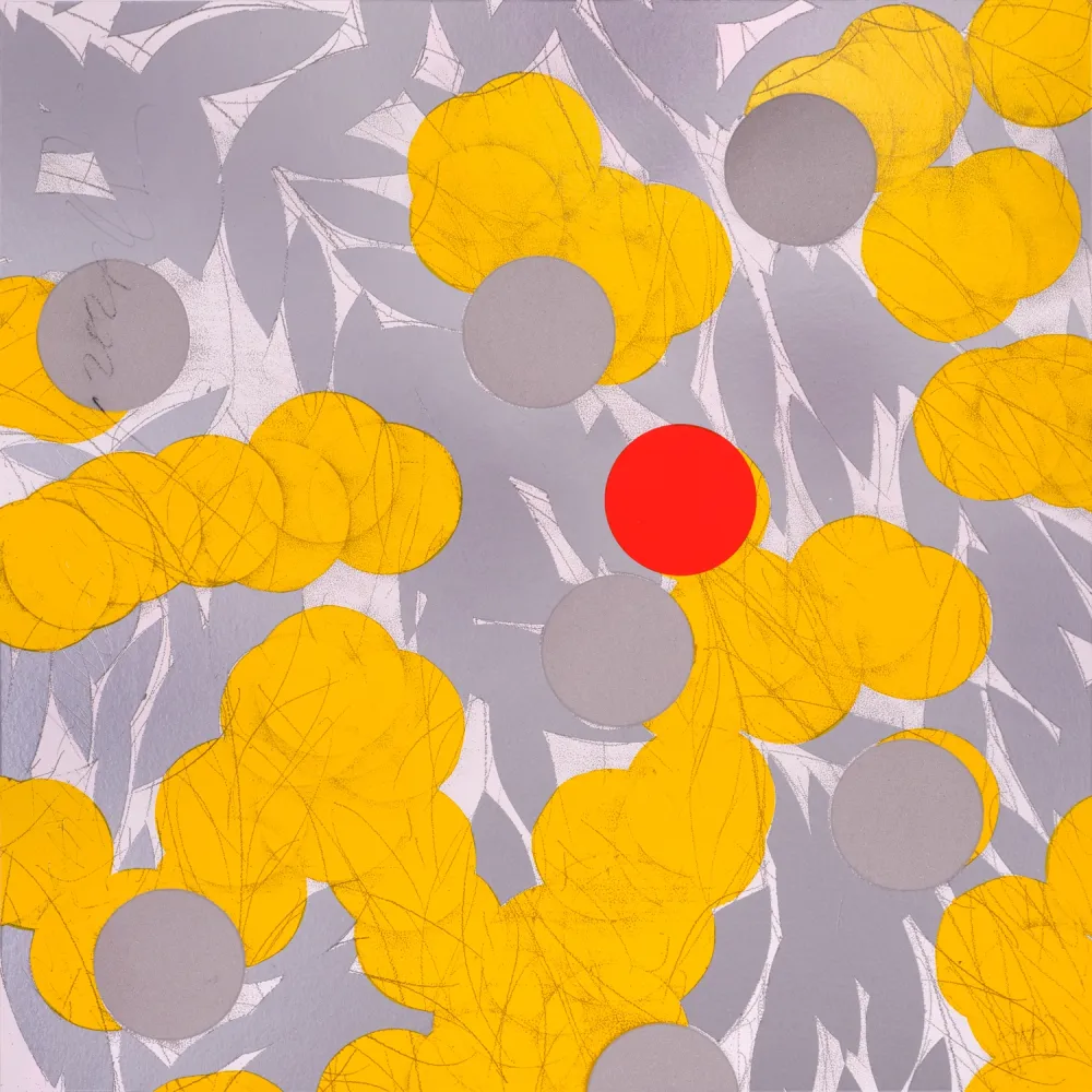 Sérigraphie Sultan - Yellow Mimosa with Red