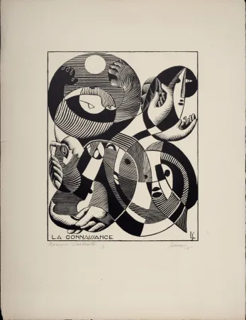 Gravure Sur Bois Survage - La Connaissance, 1935