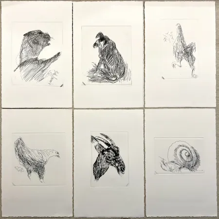 Gravure Tal Coat - (Pierre Lecuire) BESTIAIRE. 50 eaux-fortes et pointes sèches de Tal Coat - Suite barrée unique (1985)