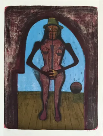 Lithographie Tamayo - Femme au Collant Rose