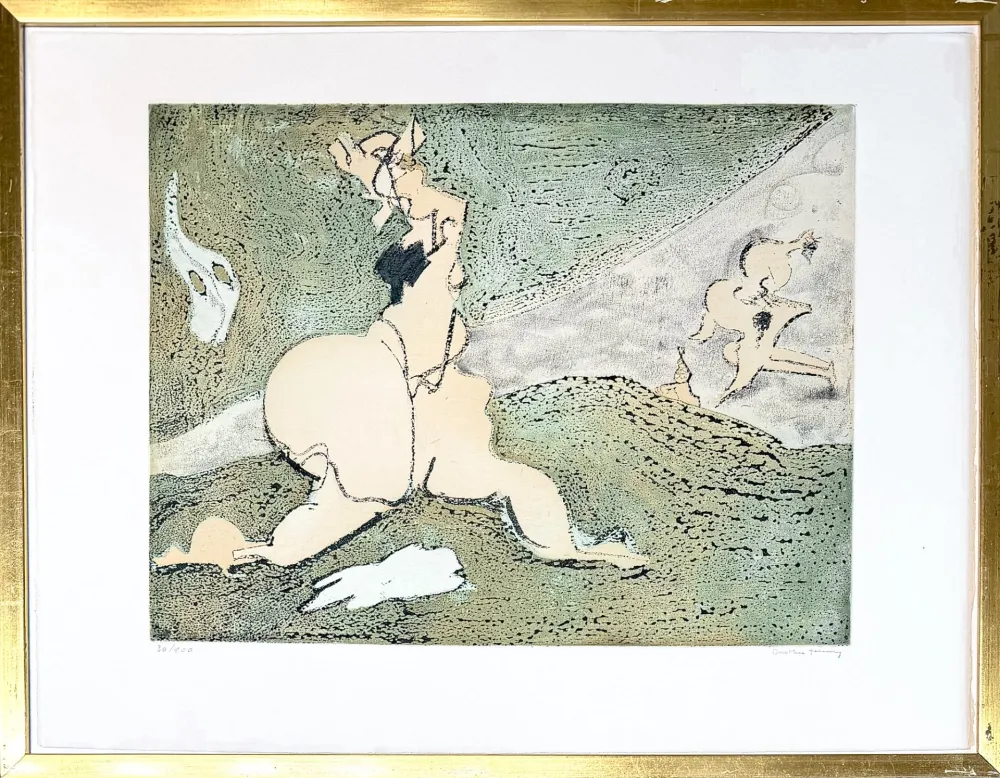 Gravure Tanning - Dorothea Tanning (1910-2012) - Bonjour Max Ernst - Etching and aquatint on paper - 1975