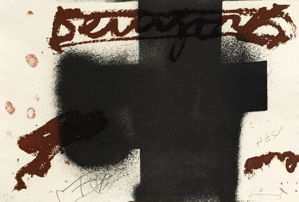 Gravure Tàpies - Croix noire