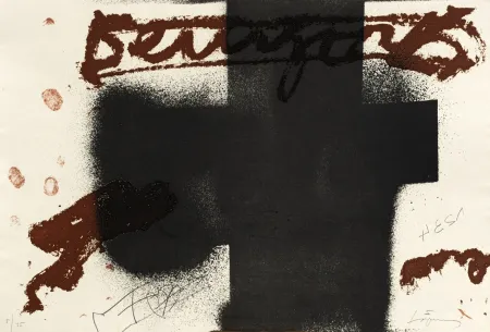 Gravure Tàpies - Croix noire