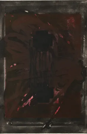 Gravure Tàpies - Symétrique noir 