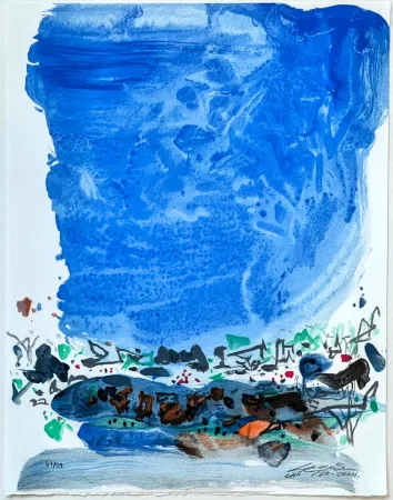 Lithographie Teh-Chun - Saison bleue (Planche III) 