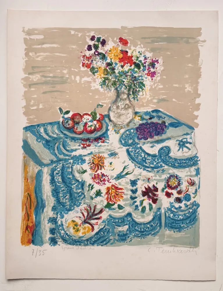 Lithographie Terechkovich - La nappe bleue