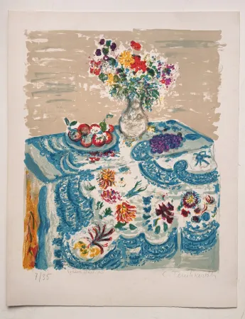 Lithographie Terechkovich - La nappe bleue