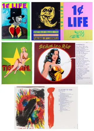 Livre Illustré Ting - 1¢ LIFE (One Cent Life) by Walasse Ting. Warhol, Lichtenstein, Francis, Mitchell, Indiana, Ramos, Jorn… (1964)