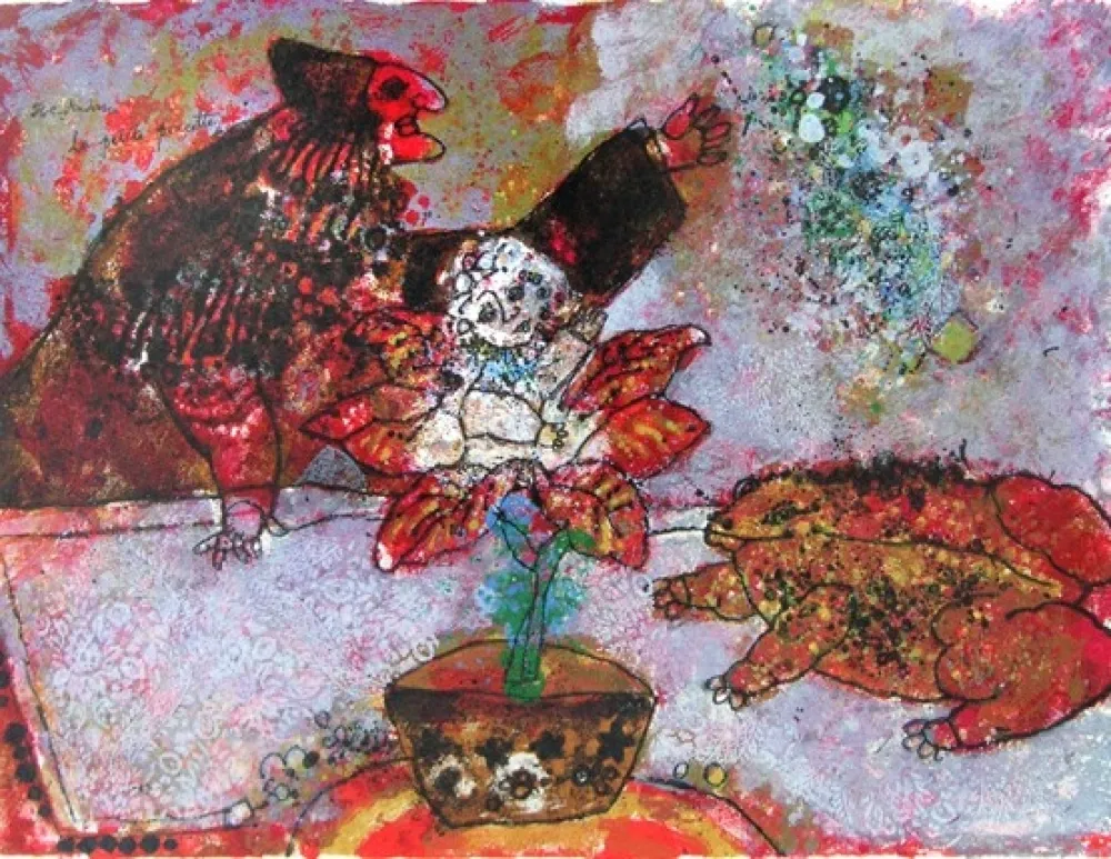 Lithographie Tobiasse - La petite poussette, circa 1980