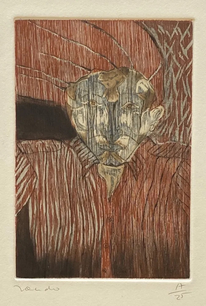 Gravure Sur Bois Toledo - Self-Portrait with Red Shirt