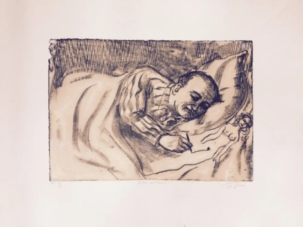 Lithographie Topor - Autoportrait