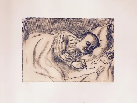 Lithographie Topor - Autoportrait