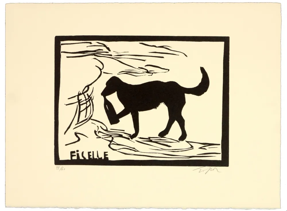 Linogravure Topor - Ficelle