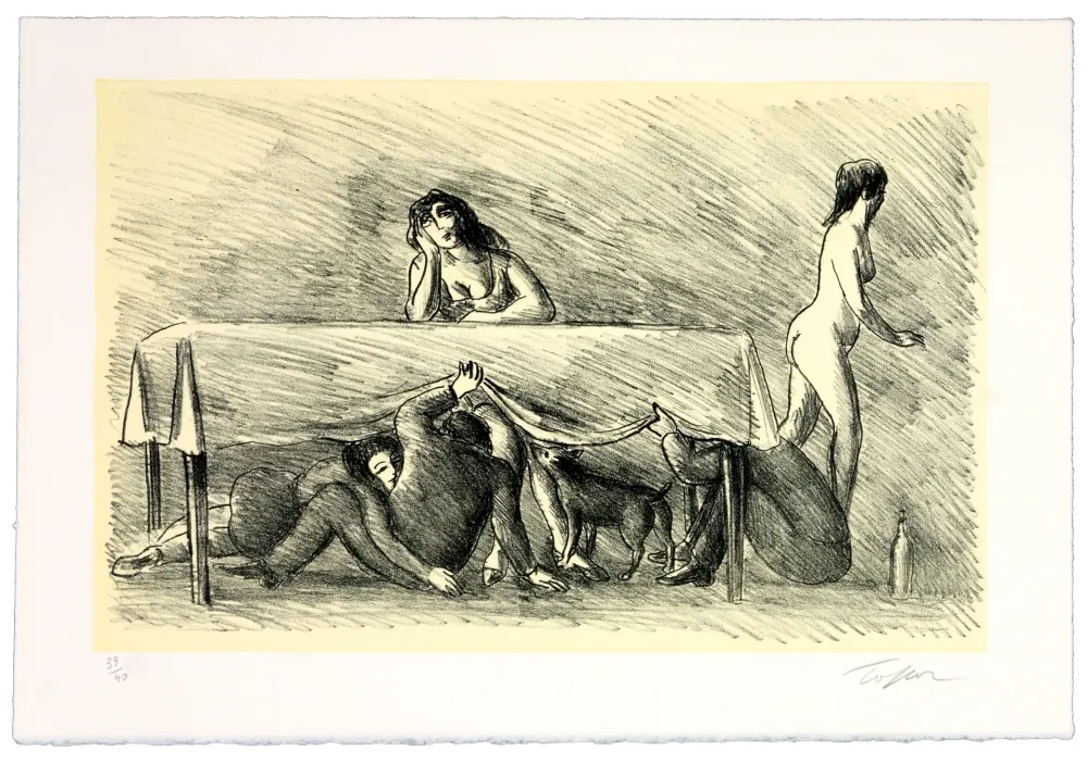 Lithographie Topor - La répétition