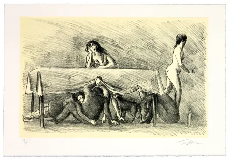 Lithographie Topor - La répétition