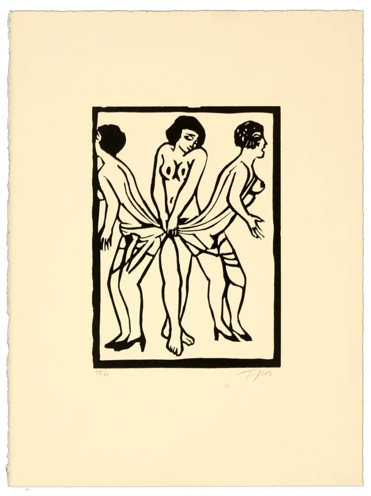 Linogravure Topor - Marx sisters