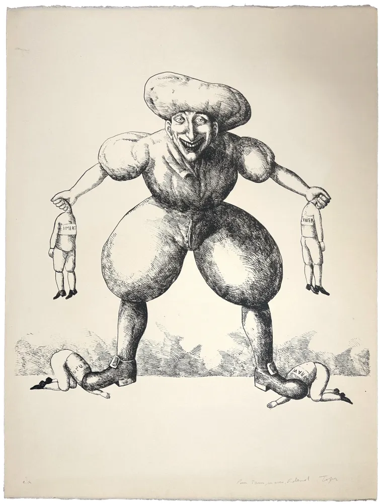 Lithographie Topor - Panique