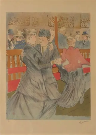 Lithographie Toulouse-Lautrec - La danse au Moulin Rouge