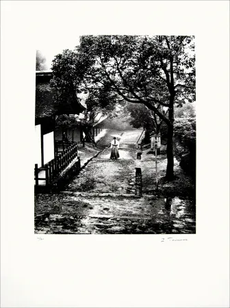 Lithographie Tourenne - Promenade dans la brume - Japon