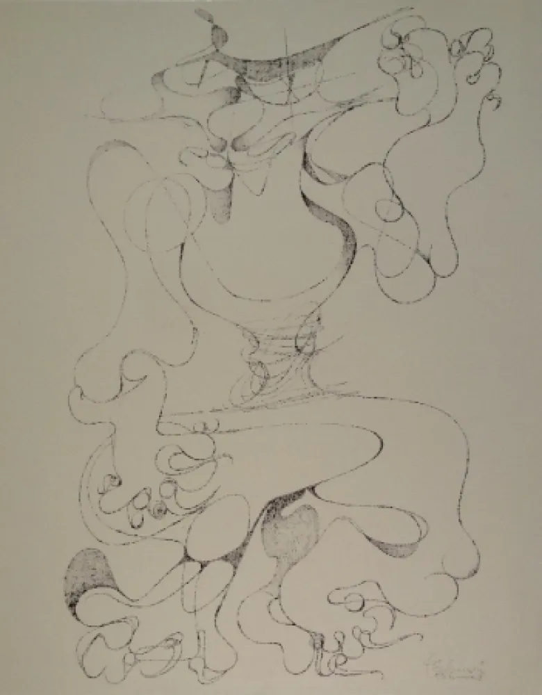 Lithographie Tschumi - Spielkatze