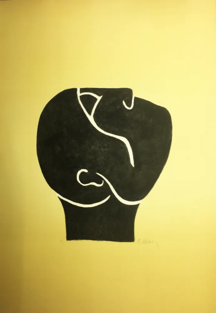 Lithographie Ubac - TÊTE LEVÉE . Lithograpie originale signée au crayon (1982).