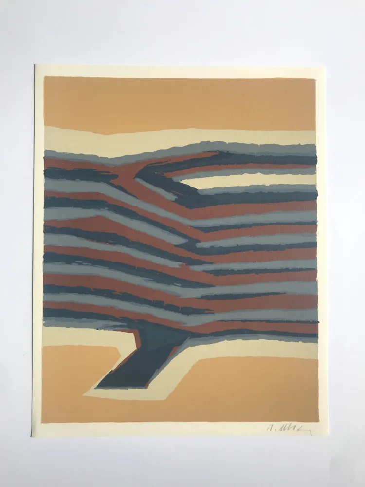 Lithographie Ubac - Voies ferrées (la Terre V)