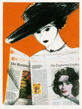 Eau-Forte Valdés - Mujer con periodico- Warhol