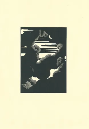 Gravure Sur Bois Vallotton - Wolken / Nuages (Clouds)