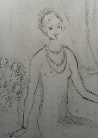 Gravure Van Dongen - Girl with a pearl necklaces