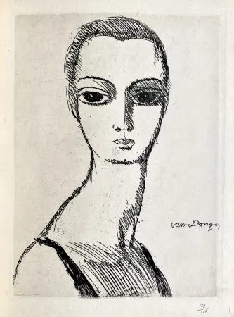 Gravure Van Dongen - Girl with swans neck