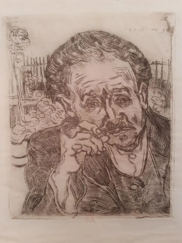 Eau-Forte Van Gogh - L'homme a la pipe (Portrait du Docteur Gachet)