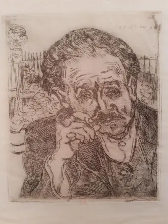 Eau-Forte Van Gogh - L'homme a la pipe (Portrait du Docteur Gachet)