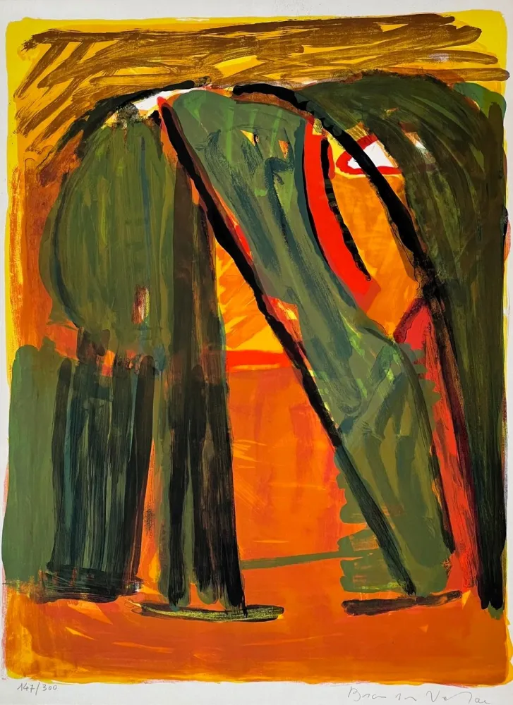 Lithographie Van Velde - Forêt