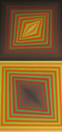 Sérigraphie Vasarely - Bi-Rhomb