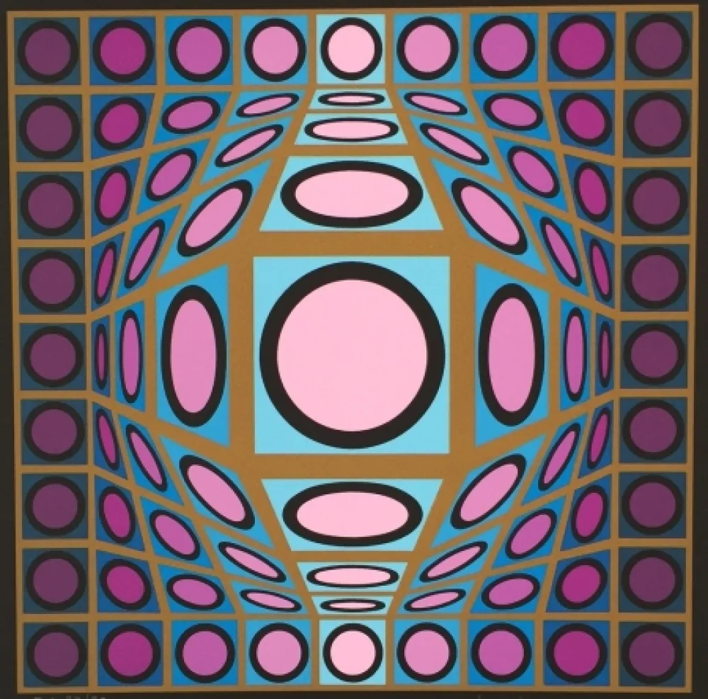 Sérigraphie Vasarely - Composition Microcosmos IV