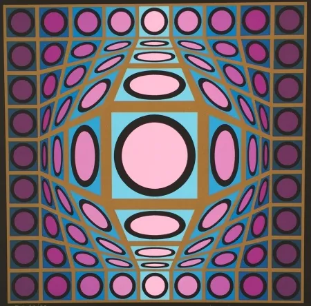 Sérigraphie Vasarely - Composition Microcosmos IV