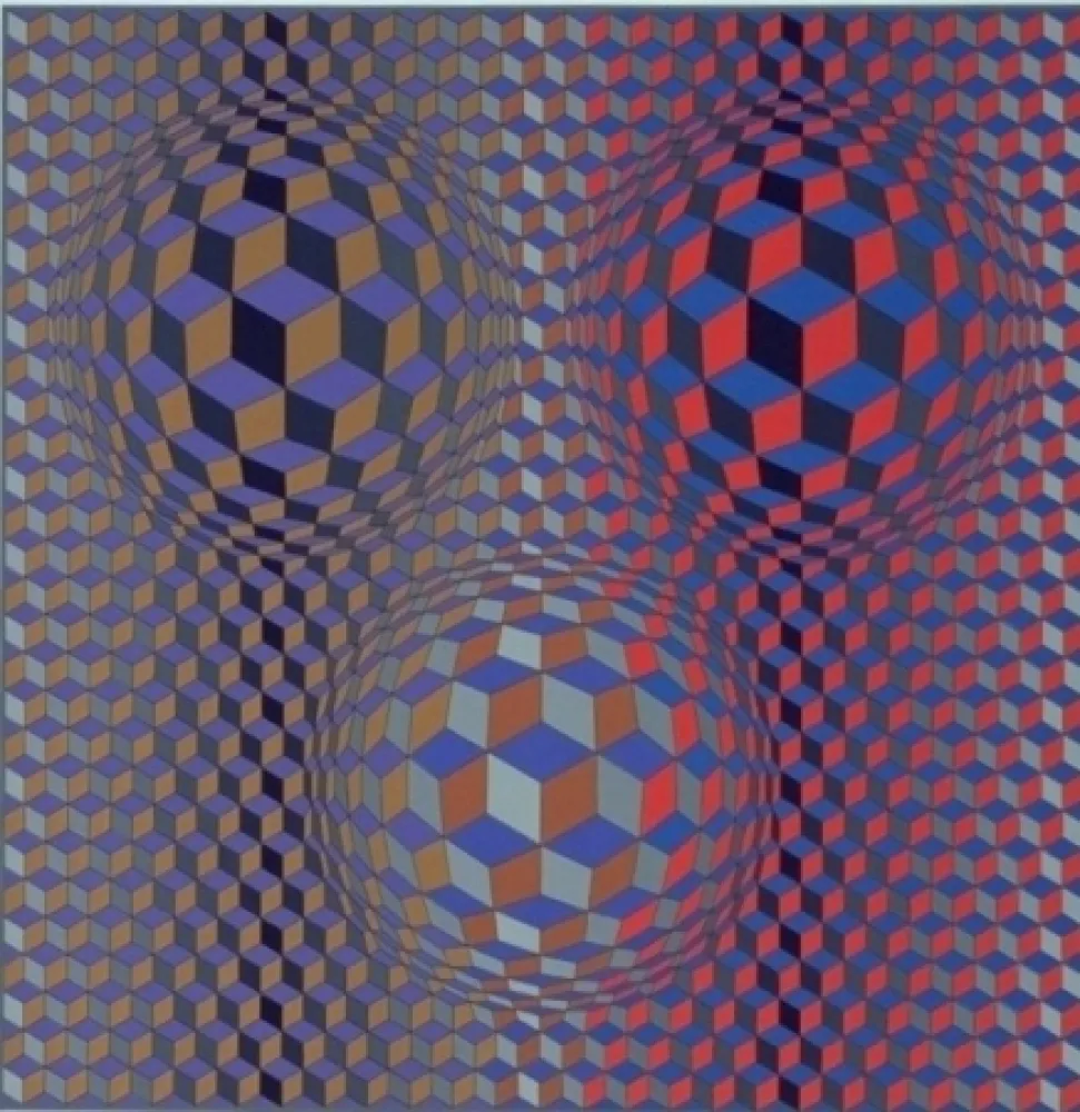 Lithographie Vasarely - Conjonction