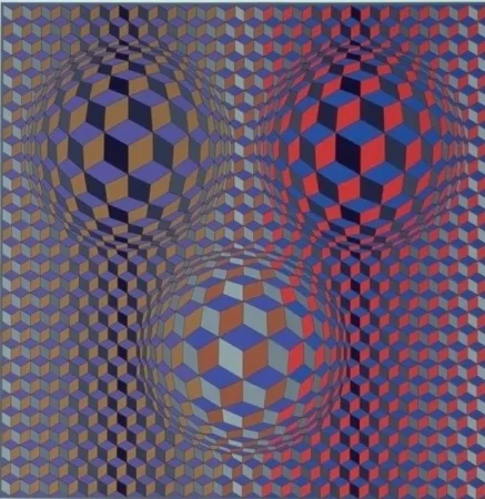 Lithographie Vasarely - Conjonction