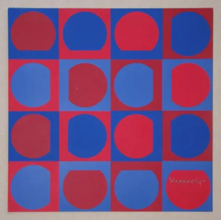 Sérigraphie Vasarely - Eridan Rouge