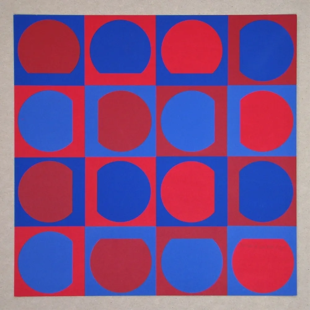 Sérigraphie Vasarely - Eridan Rouge