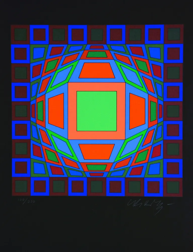 Sérigraphie Vasarely - Microcosmos 