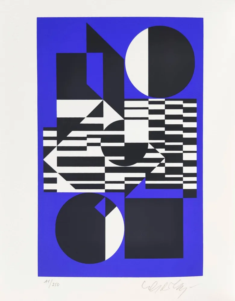 Sérigraphie Vasarely - OB-Bleu