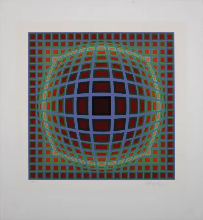 Sérigraphie Vasarely - Titan B, 1985 - Hand-signed!