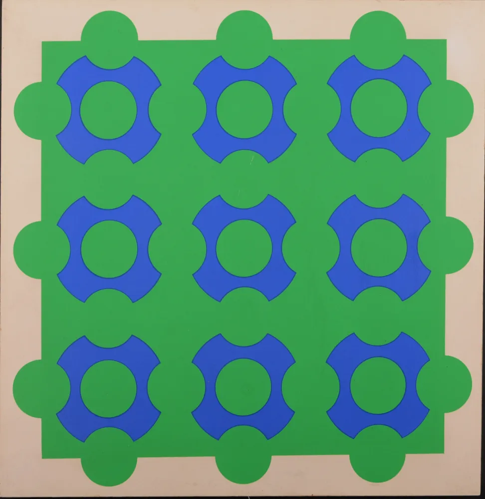 Sérigraphie Vasarely - Untitled (Blue and Green), 1967